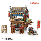 Mini Japanese Octopus Braised Chinese Restaurant Hong Kong Food Shop Street View Building Blocks Boys and Girls Children's Gift