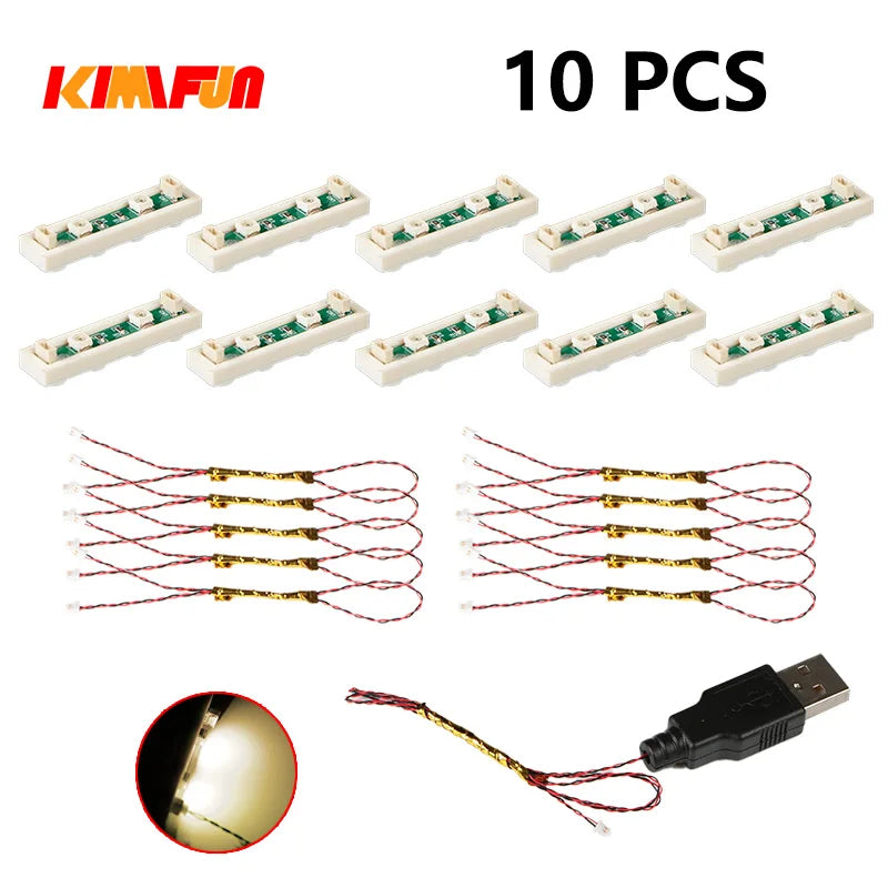 10PCS 0.8mm Pin RGB LED Building Blocks USB Lamp DIY Street Light City Electric Decorate 1X1 Brick Toy Compatible All Brands - CADA BRICKS®