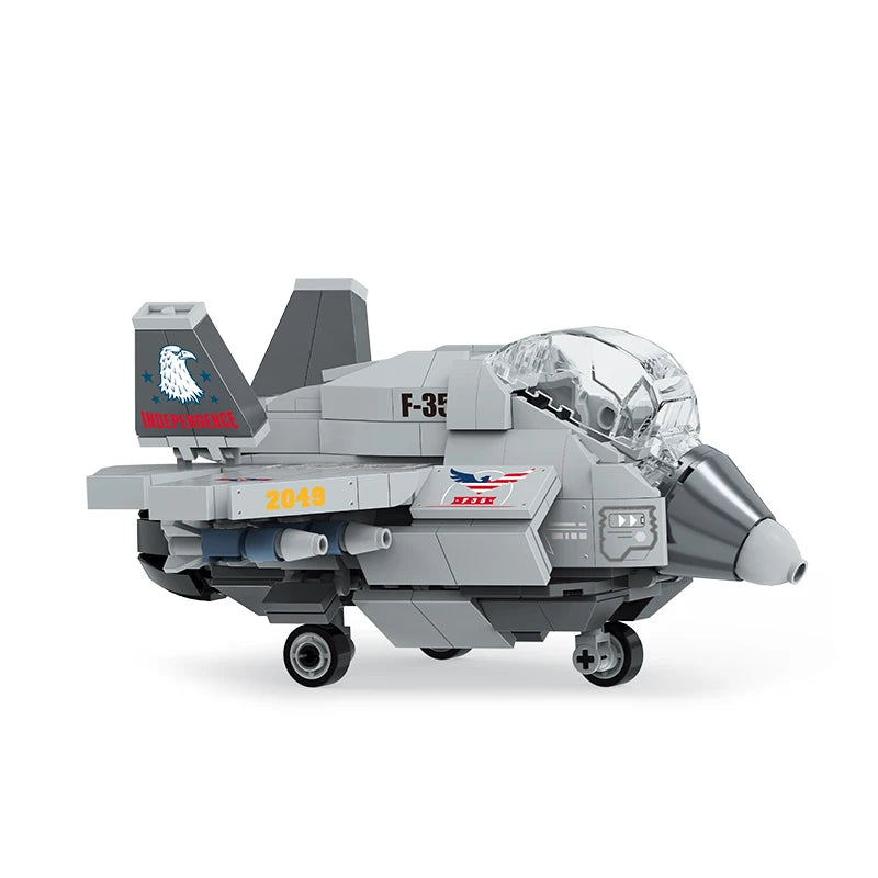 KNEW BUILT Fighter Jet Mini Building Block Toy Set for Kids Boy Adult Beginner Military Plane Airplane Pirate Transporter Brick