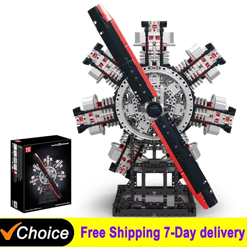 Mould King 10233 Radial Aviation Engine 2 Creative Toys MOC Blocks Toys Entertainment Model Building Blocks Christmas gift