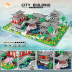 Lezi Architecture Ancient Pavilion Temple Tower Lake Garden Gate LED Light Model Mini Diamond Blocks Bricks Building Toy no Box