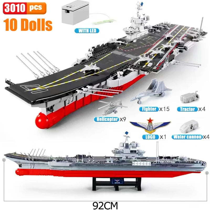 SEMBO Shandong Aircrafted Carrier Modular Building Blocks Military Navy Battleship Model Bricks WW2 Soldiers Toys For Kid Gift - CADA BRICKS®