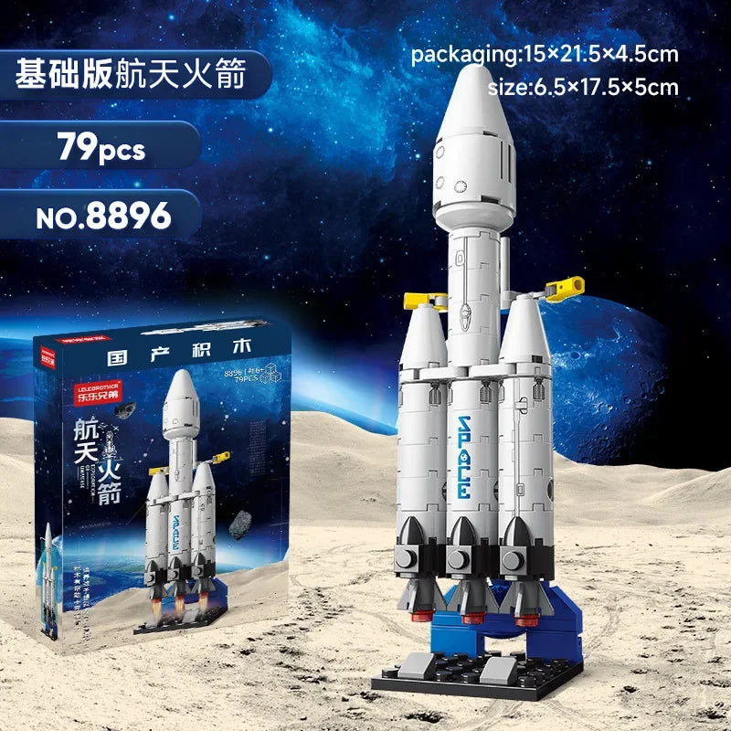 Mini Aviation Manned Rocket Model Building Blocks Space Aerospace Station Bricks City Construction Toys for Children