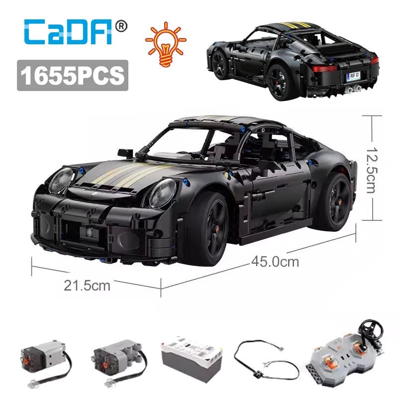 Cada 1655Pcs 1:10 New 2024 RC Classic Germany 2019 Sports Car LED Building Blocks City Remote Control Racing Car Bricks Toys Boy - CADA BRICKS®