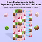 Pink castle magnetic building block set, suitable for boys and girls over 3 years old DIY to improve hand skills and creativity