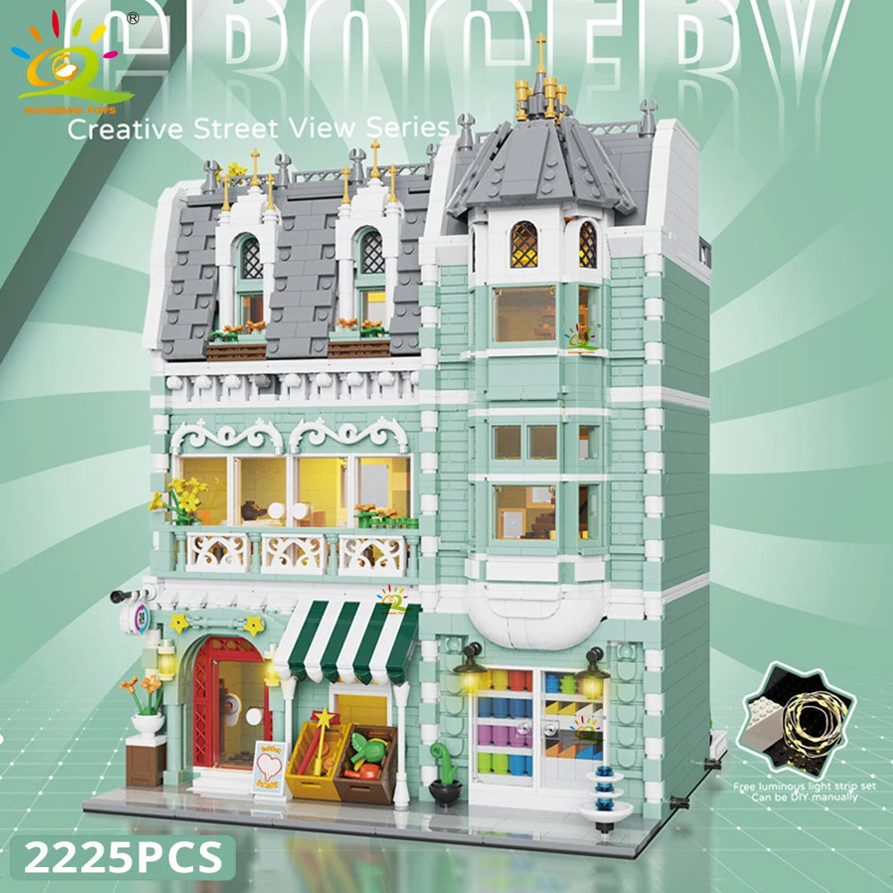 HUIQIBAO Toys MOC City Corner Coffee Shop Architecture Style Street View Micro Building Blocks for Children Construction Bricks - CADA BRICKS®