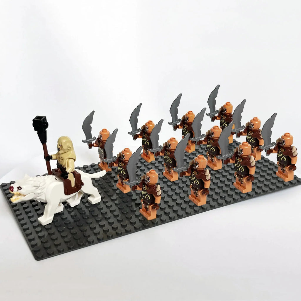 13pcs Castle Knight Rohan Azog Orcs Half-Beast Human Army Elf Guards Roman Solider Minifig Building Block Toys for Kids