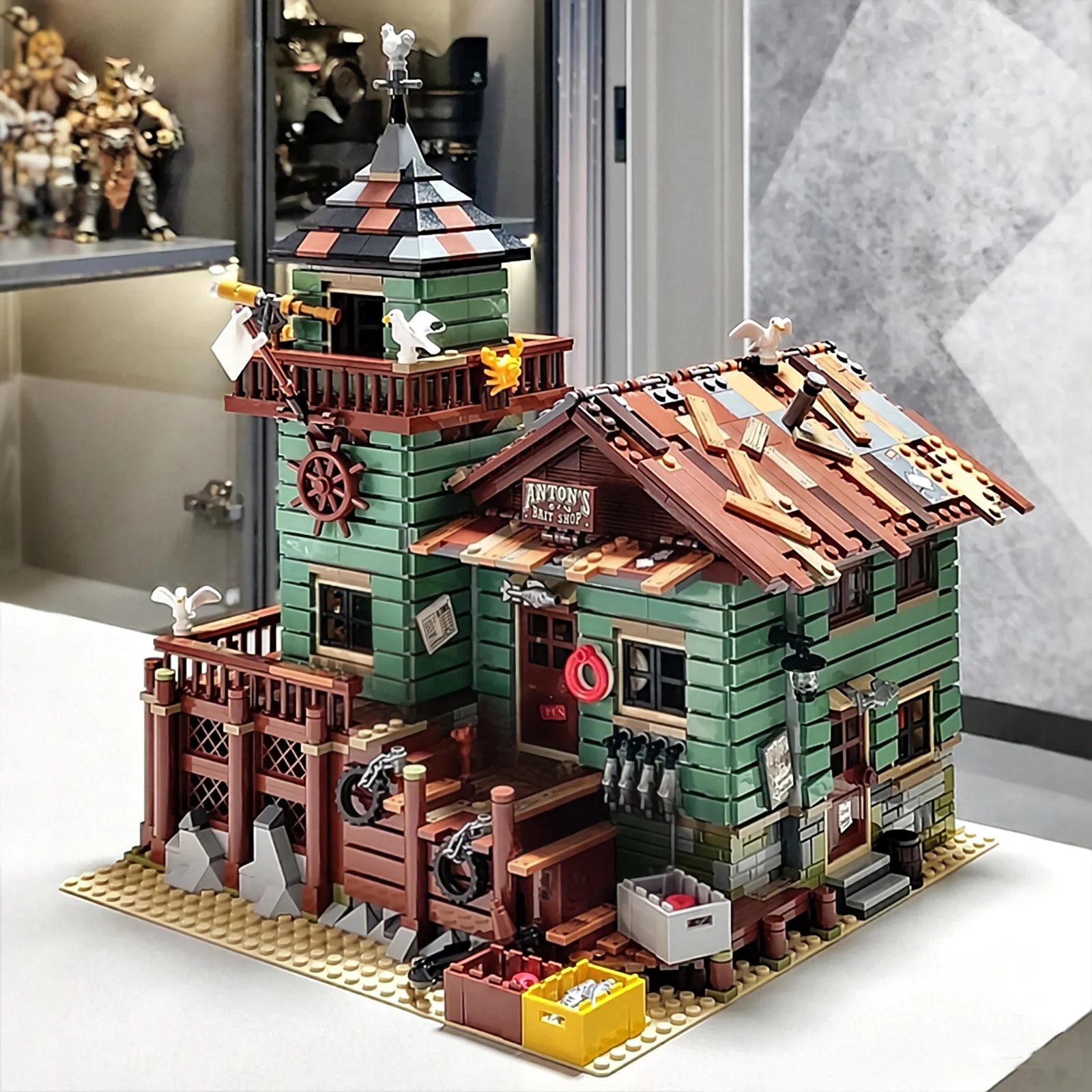 Micro Building Blocks Fishing Village Cottage, Architectural Building Blocks City House Model Gift for Girls and Boys, Kids Toys