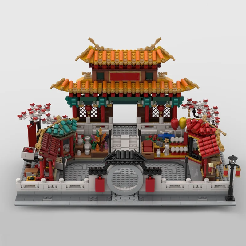 1932pcs MOC Chinese New Year Series Temple Modular Classic Architecture DIY Model Building Blocks Birthday Toys Gift