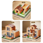 Multicolor DIY Building House Block Set Plastic Tile Houses Assemble Toy Miniature Size Villa Model Mini Brick Assembly