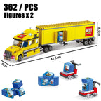New Modern City Big Cargo Freight Truck Semi Trailer truck Large Heavy Goods Vehicle Car Model Building Blocks Bricks Kids Toys