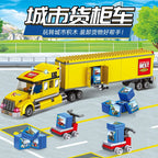 New Modern City Big Cargo Freight Truck Semi Trailer truck Large Heavy Goods Vehicle Car Model Building Blocks Bricks Kids Toys