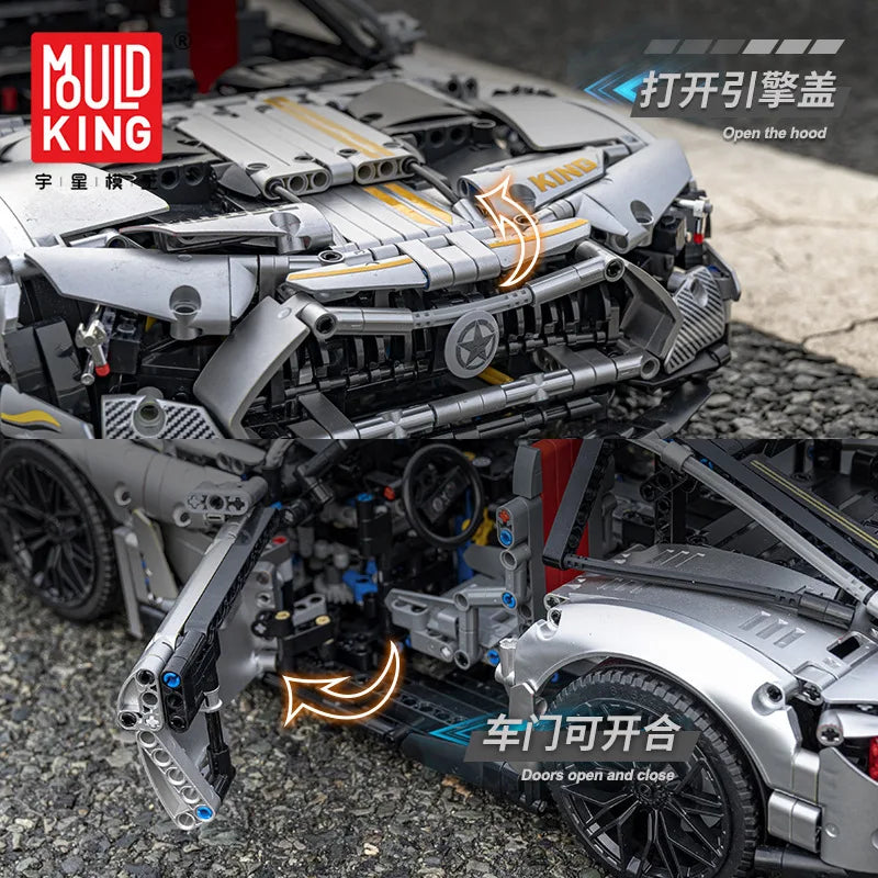 Mould King 13126 APP RC AMGED GT R 1:8 Super Sport Car C63 Technicial Accessories Building Blocks Bricks Toys For Kids Gifts