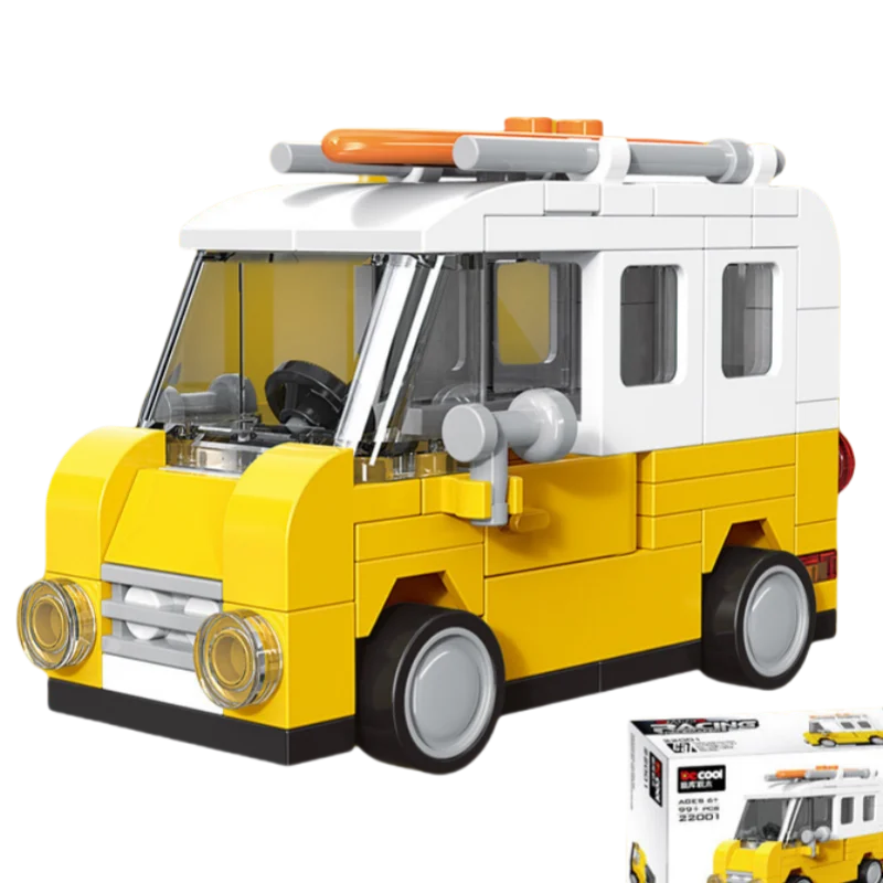 Doe-het-zelf raceauto bus bouwvoertuig ambulance terugtrekmodel bouwstenen speelgoed voor kinderen jongens compatibel met Lego
