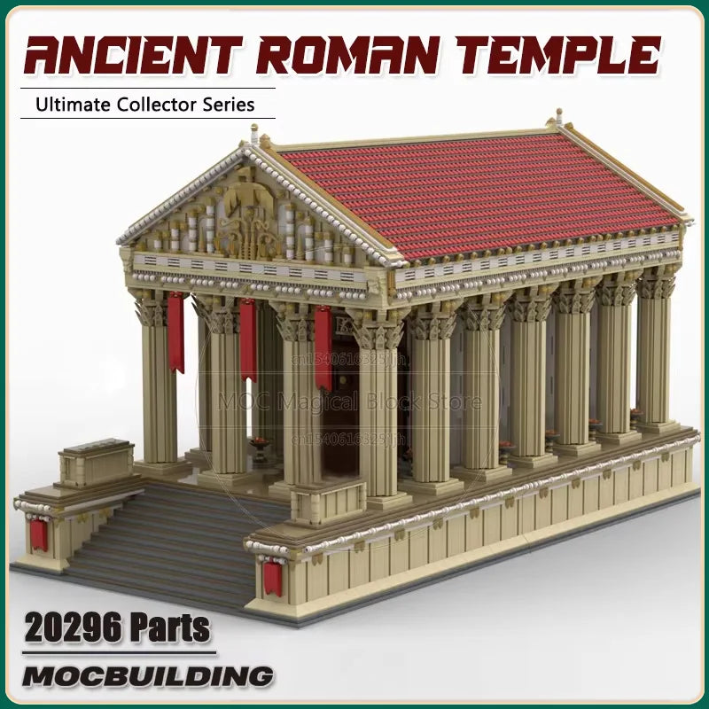 Ancient Roman Temple MOC Building Blocks Famous Castle Architecture City Street View Modular Brick Creative Collection Toys Gift