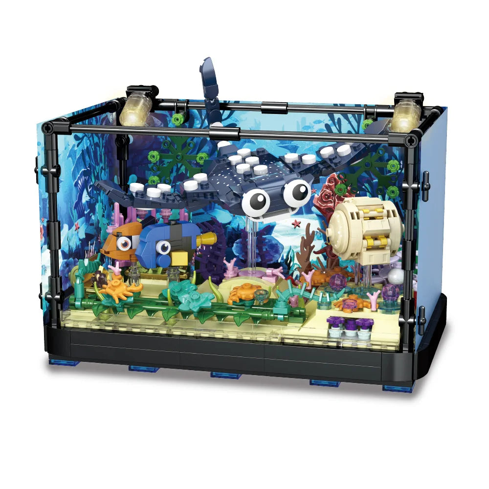 Fish Tank Building Blocks Brick With Led Lights，Aquarium，Toys for Boys Children Gifts home Decoration，Not Compatible with Legoed - CADA BRICKS®