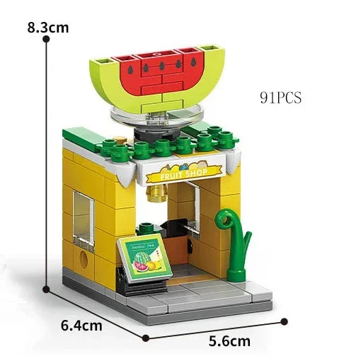 2025 Mini Shop Market Street View Sets Model Building Blocks Hamburger Restaurant Retail Store Creative Architecture Friend