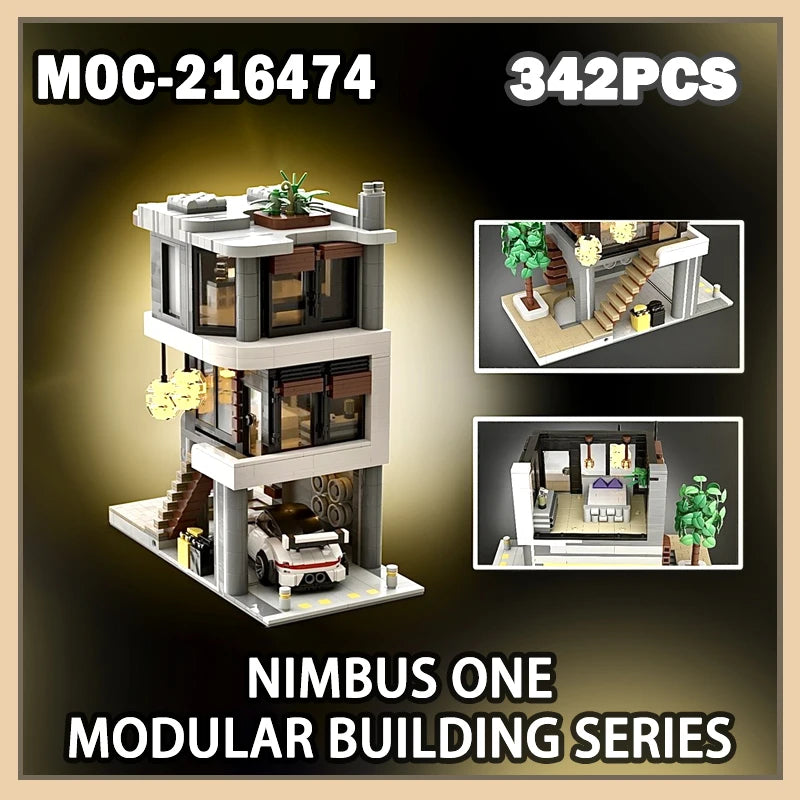 MOC-216452  Nimbus ONE | Modular Building Series Creative Modern Luxury Villa Assembly Model Miniature Brick House Gift 342PCS