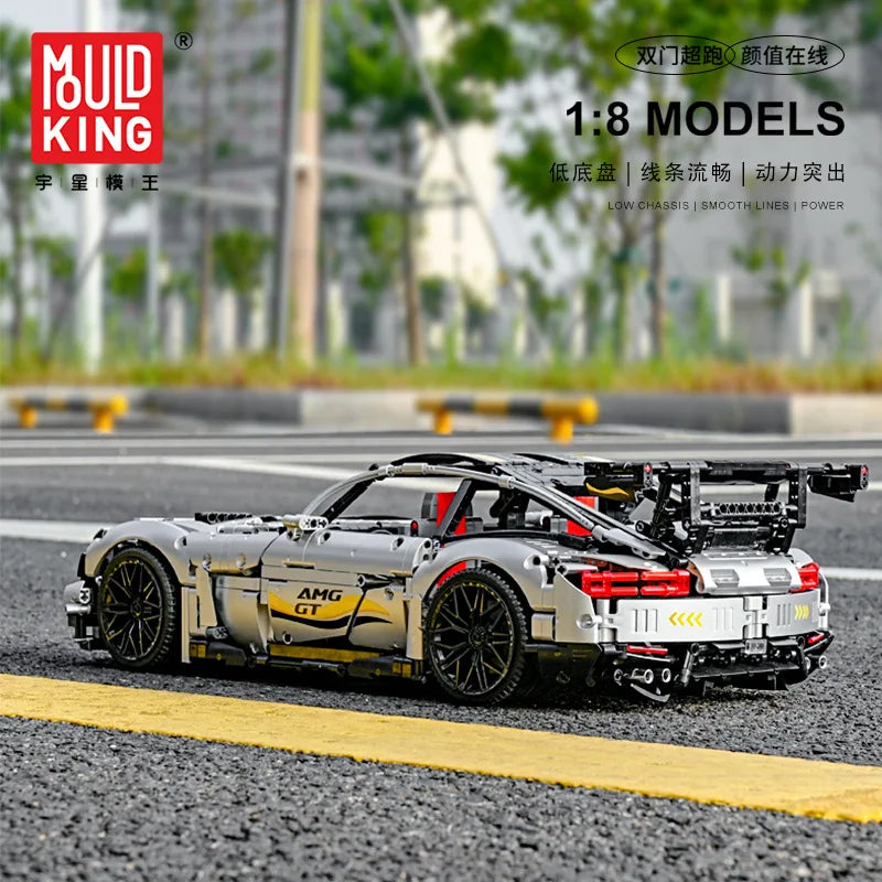 Mould King 13126 APP RC AMGED GT R 1:8 Super Sport Car C63 Technicial Accessories Building Blocks Bricks Toys For Kids Gifts