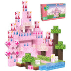 Pink castle magnetic building block set, suitable for boys and girls over 3 years old DIY to improve hand skills and creativity