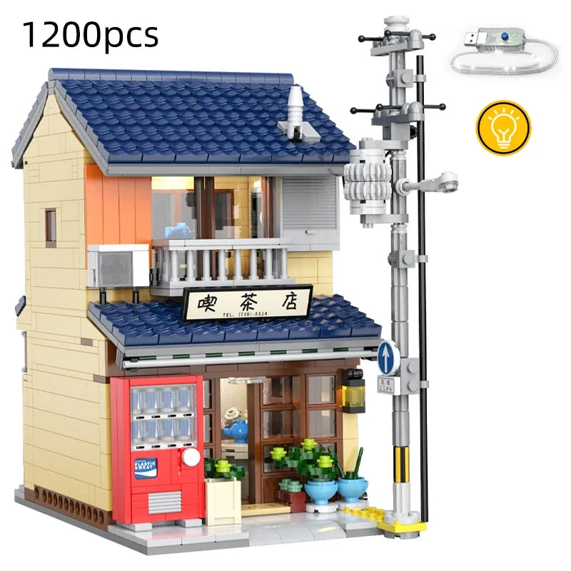 With Packaging BOX LED City Japanese Tea Shop House Architecture Building Blocks Friends Shop Figures Bricks Toys for Kid Gifts - CADA BRICKS®