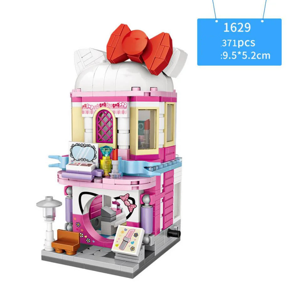 Creative Mini Blocchi Città Vista Strada Negozio di Trucco Panetteria Ristorante Giapponese Edificio Grande Magazzino Mattoncini Giocattoli per Regali