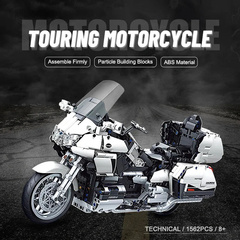 Gold Wing Touring  Motorcycle Technical Model Building Blocks MOC Racing car Motorbike Bricks Sets Toys For Kids Gifts 8110