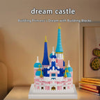 Difficult micro-particle building blocks large pink fantasy castle princess girl castle assembling educational toys