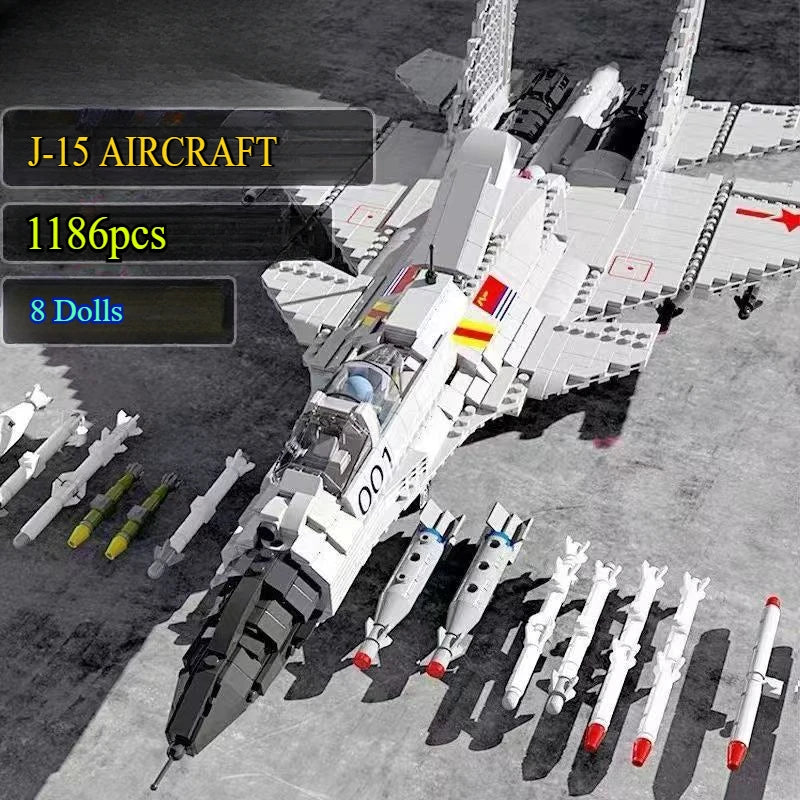 1186PCS Military Fighter Building Blocks J-15 Flying Shark Aircraft Building blocks Fighter Model Aircraft Toy Boy's Kids Gift - CADA BRICKS®