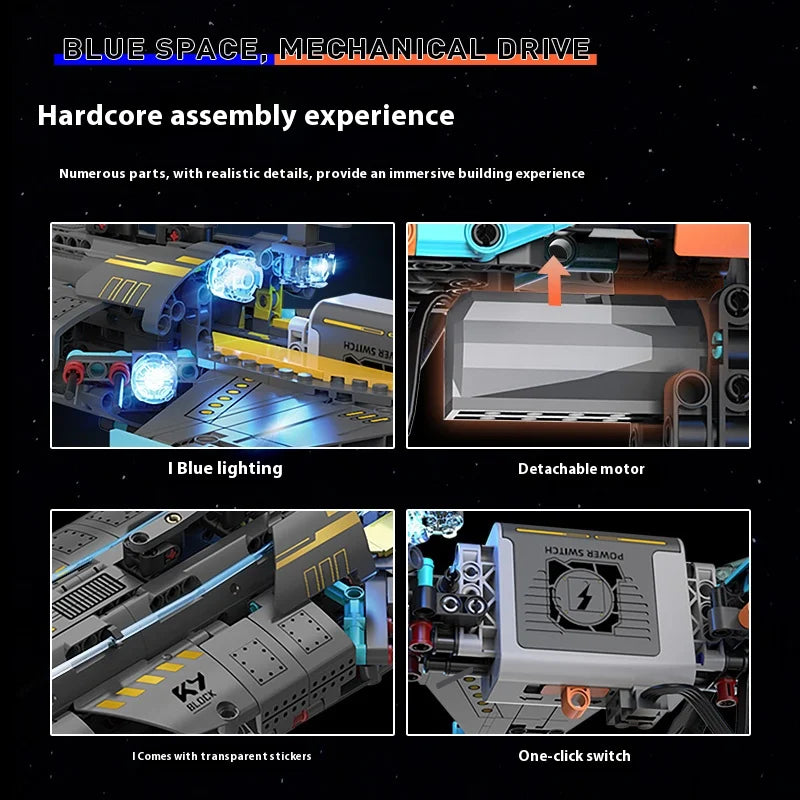 Space station building blocks set, large size with lighting and power modules, highly detailed aerospace model for Adult & Teens