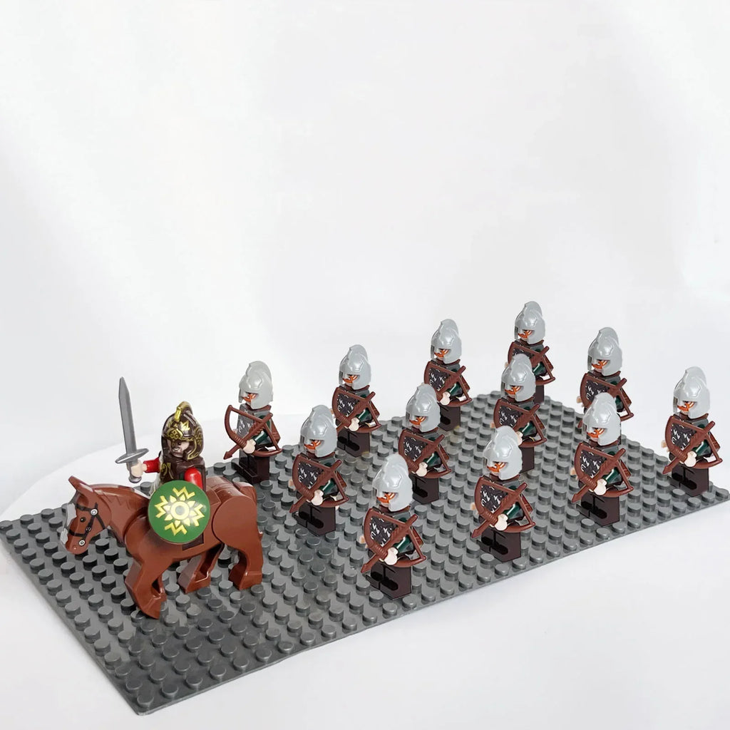13pcs Castle Knight Rohan Azog Orcs Half-Beast Human Army Elf Guards Roman Solider Minifig Building Block Toys for Kids