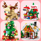 6 In 1 Upgraded Christmas Series Building Blocks Set With Light Creative Winter Village House DIY Bricks Toys For Kids Xmas Gift