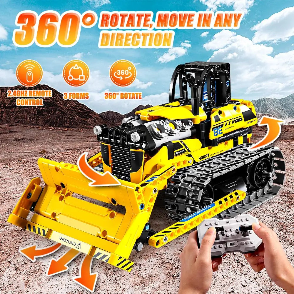 542pcs 3 in 1 Remote Control Programming Truck/Bulldozer Building Blocks Stem Kits for Kids Age 8-10 Educational Toys Boys Gifts - CADA BRICKS®