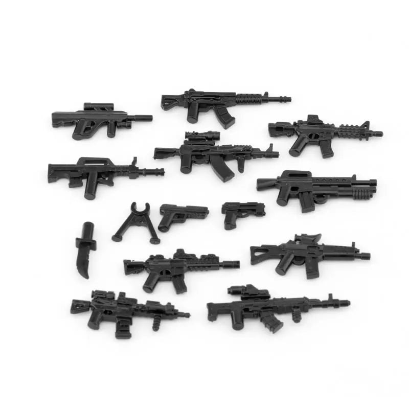 Military Special Forces Police SWAT Gangster Weapons Guns Mortar Jeeps Off-Road Armored Vehicle Model Soldier Building Block Toy