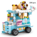 2025 Mini Shop Market Street View Sets Model Building Blocks Hamburger Restaurant Retail Store Creative Architecture Friend