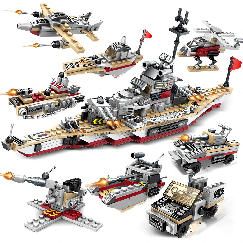 Military Ship Army Ocean Cruiser Warship Building Blocks Aircraft Weapon Ship Bricks City Toys for Children Boy Christmas Gift - CADA BRICKS®