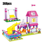 ZKZC 1018pcs City 1 Change 3 Summer Double-storey Villa House Building Blocks Friends Garden Flower Figures Bricks Toys Girls