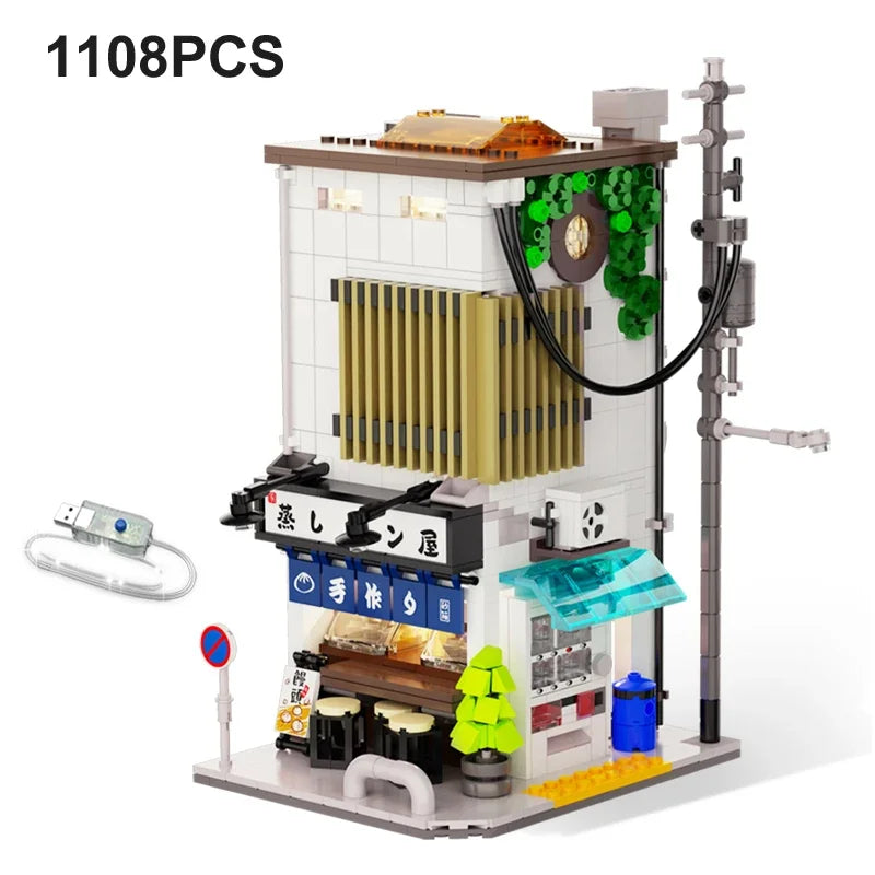 Cada City LED Japanese Steamed Bun House Architecture Building Blocks Friends Shop Figures Bricks Toys cherry blossom Kids Gifts - CADA BRICKS®