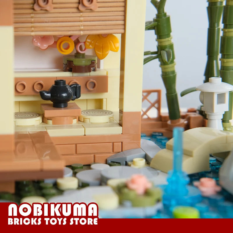 Japanese Style Log Cabin Building Blocks Toys City Hot Spring House MOC Bricks Anime Scene Store Model Adult Kids Birthday Gifts