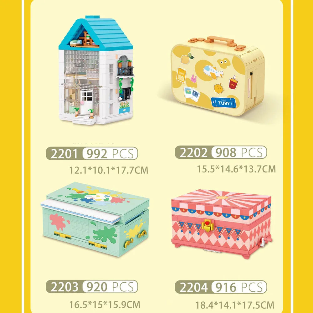 Idea House Street View Mini Block Secret Box Villa Room Building Brick Art Studio Circus Streetscape Construction Toys For Gifts