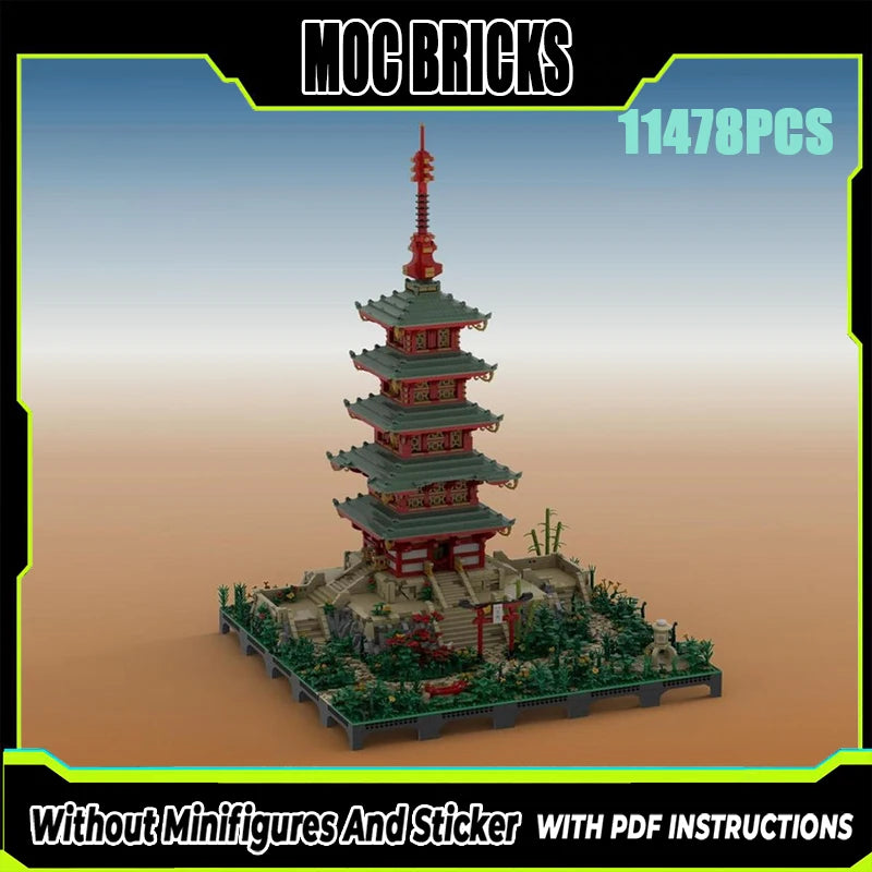 Exquisite new MOC building block model, Chinese style architectural pagoda technology, modular children's toy gift DIY set
