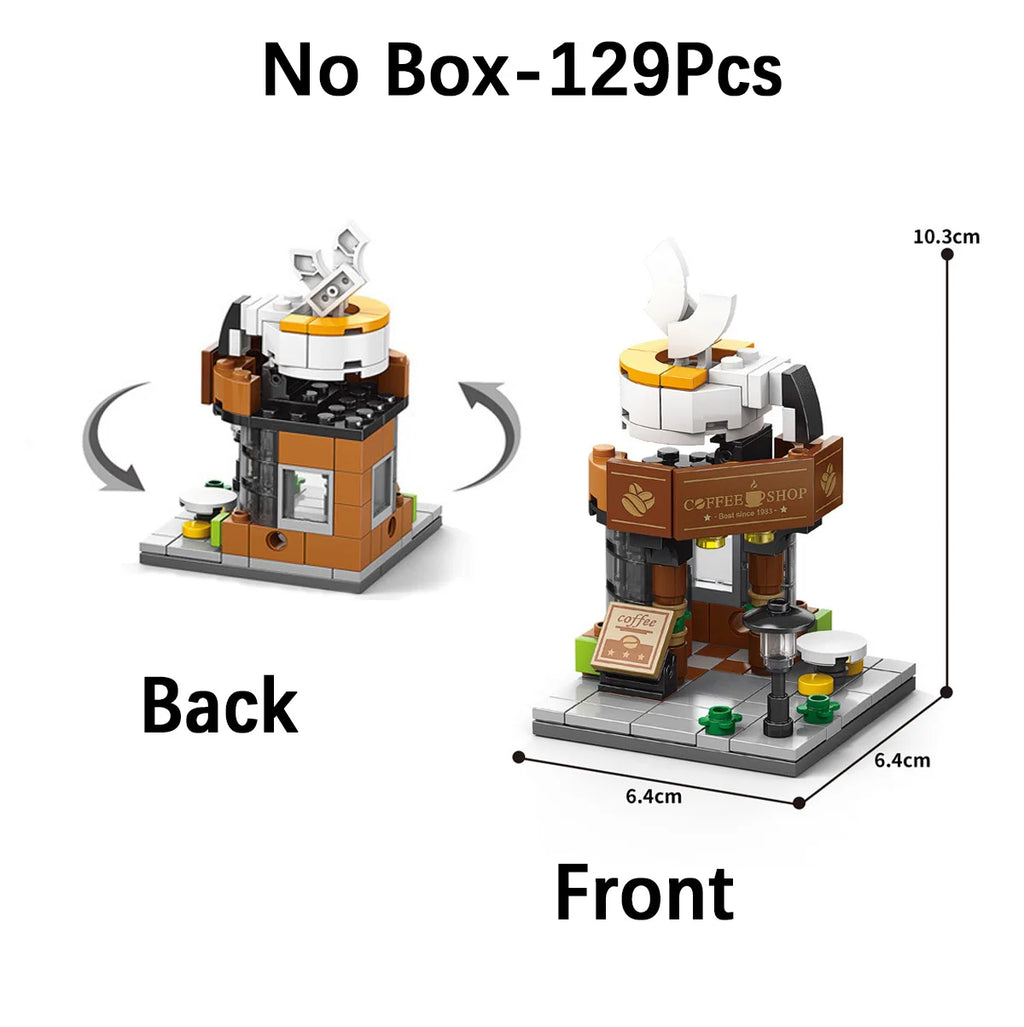 City Mini Shop Supermarket Street View Model Building Blocks Hamburger Restaurant Retail Store Bricks Architecture Friend Girl - CADA BRICKS®