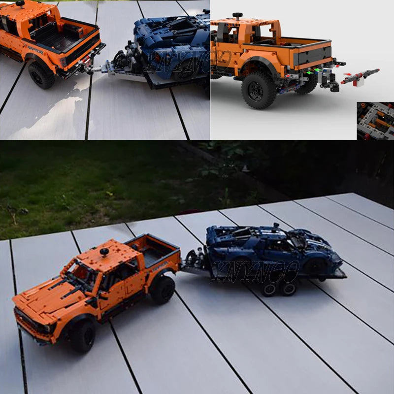 Technical Can Tilted Pickups F-150 Raptor Trailer Model Building Blocks DIY 42126 MOD Bricks Assembly Set Children's Toy Gifts