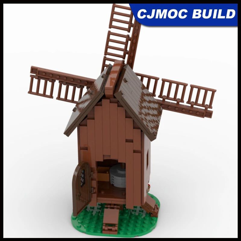1723pcs MOC Mill Village Raid Architecture Bricks Model Medieval Village House Windmill Building Block Assembly Toys MOC-186596