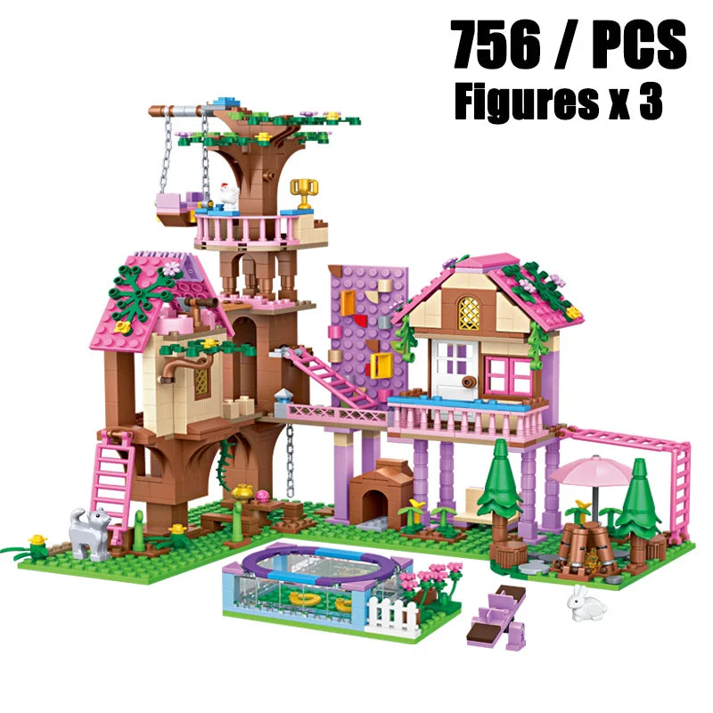 Girls Friendship Tree House Building Blocks Villa Castle Model Girl's Figure Doll Toy Wholesale And Retail Compatible Brick Gift