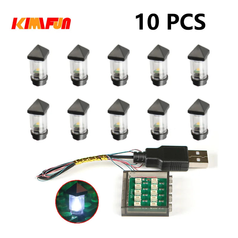 10PCS 0.8mm Pin RGB LED Building Blocks USB Lamp DIY Street Light City Electric Decorate 1X1 Brick Toy Compatible All Brands - CADA BRICKS®