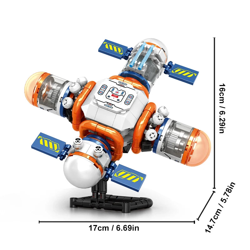 Space City byggeklosser med romstasjon og bemannet rakettmodell astronautleker for barn gutter jenter julegaver