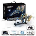 Ruimtestation bouwstenen set, grote maat met verlichting en stroommodules, zeer gedetailleerd ruimtevaartmodel voor volwassenen en tieners