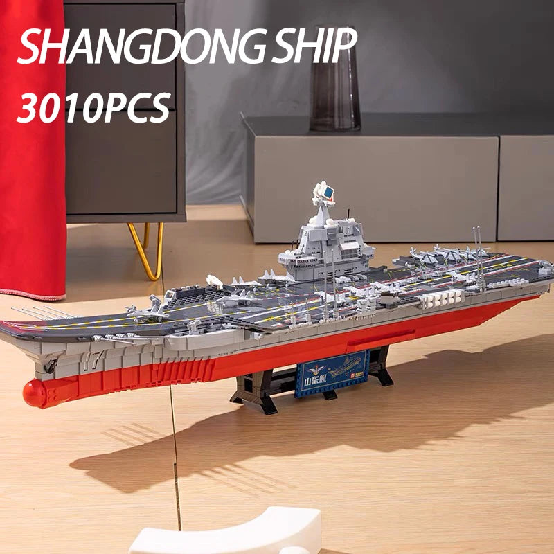 SEMBO Shandong Aircrafted Carrier Modular Building Blocks Military Navy Battleship Model Bricks WW2 Soldiers Toys For Kid Gift - CADA BRICKS®