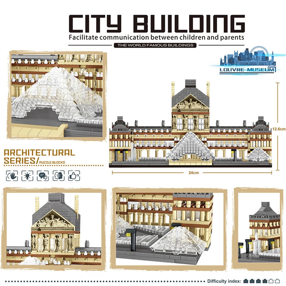 Micro Mini Building Blocks Rocks Knew Built Louvre Micro Mini Building Blocks for Adult, Architecture T ...